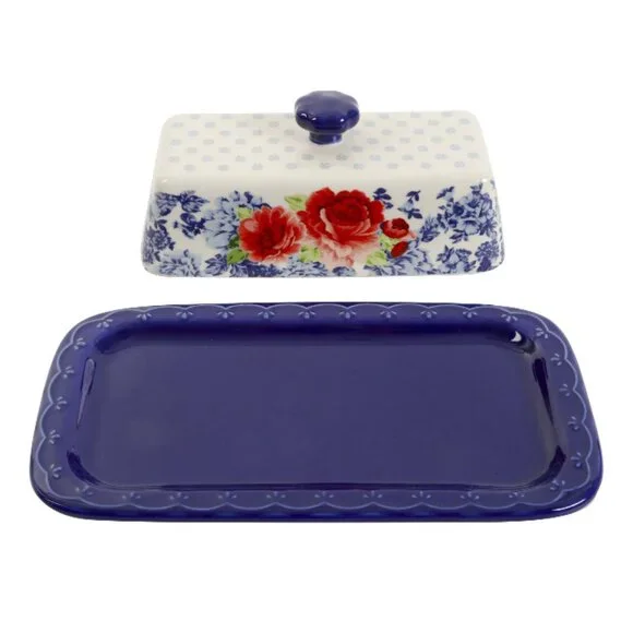 Pioneer Woman Butter Dish W Lid Gravy Boat Salt & Pepper Set 5pc Frontier Rose